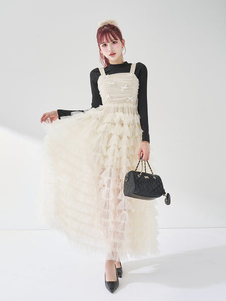 Velour Ribbon Tulle Dress