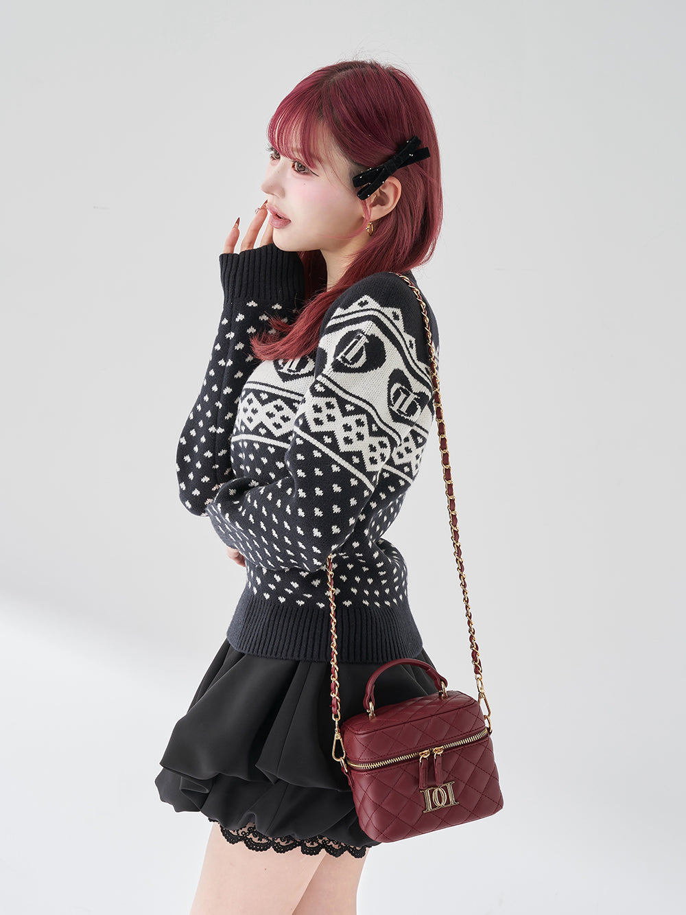 Darich【ゴールドパーツ】キルティングスクエアミニバッグ NVY ネイビー Darich【ゴールドパーツ】キルティングスクエアミニバッグ NVY