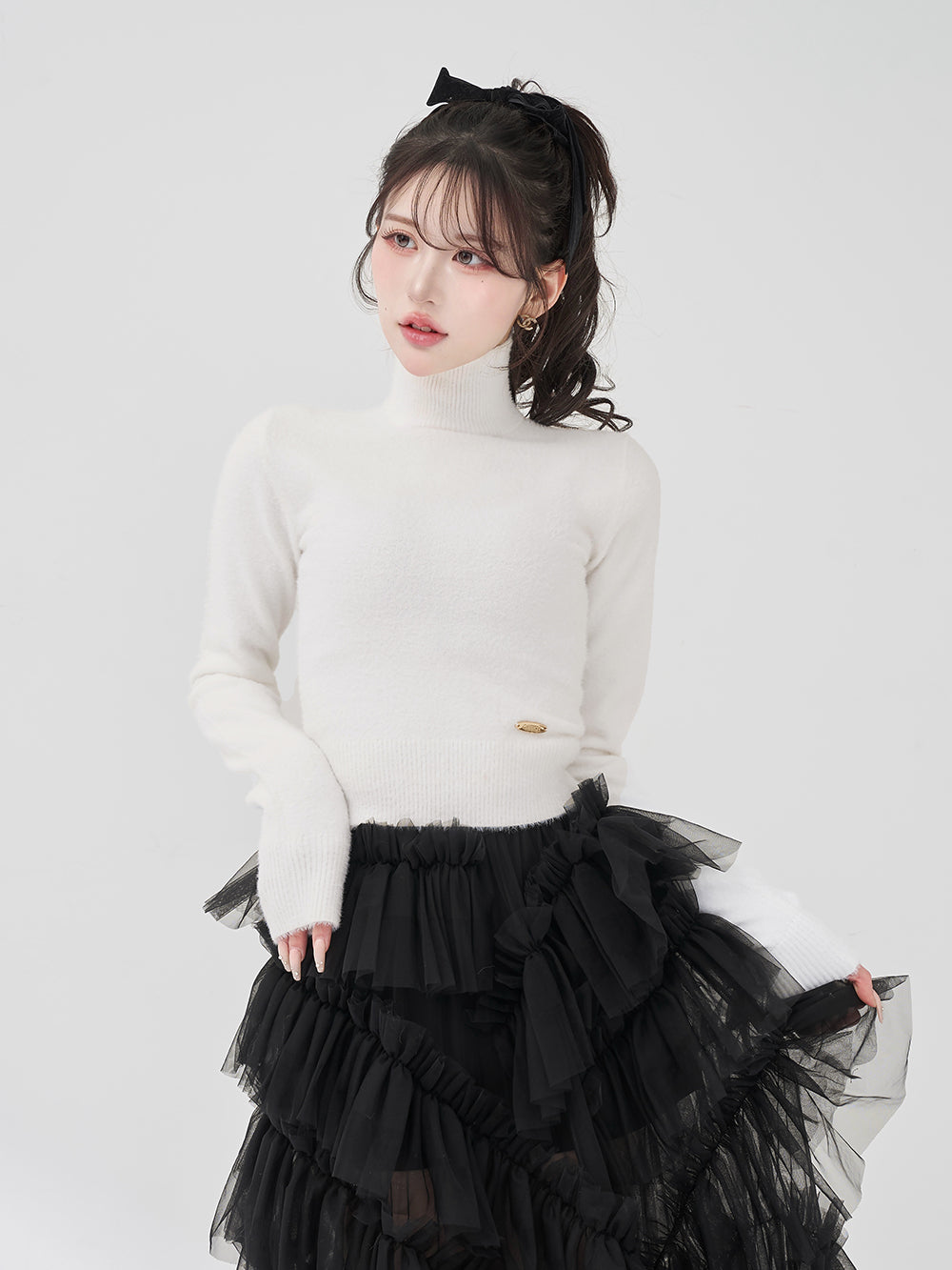 ハイネックシャギーニットトップス – Darich