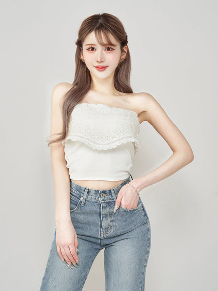 Cotton Lace Docking Bandeau Top