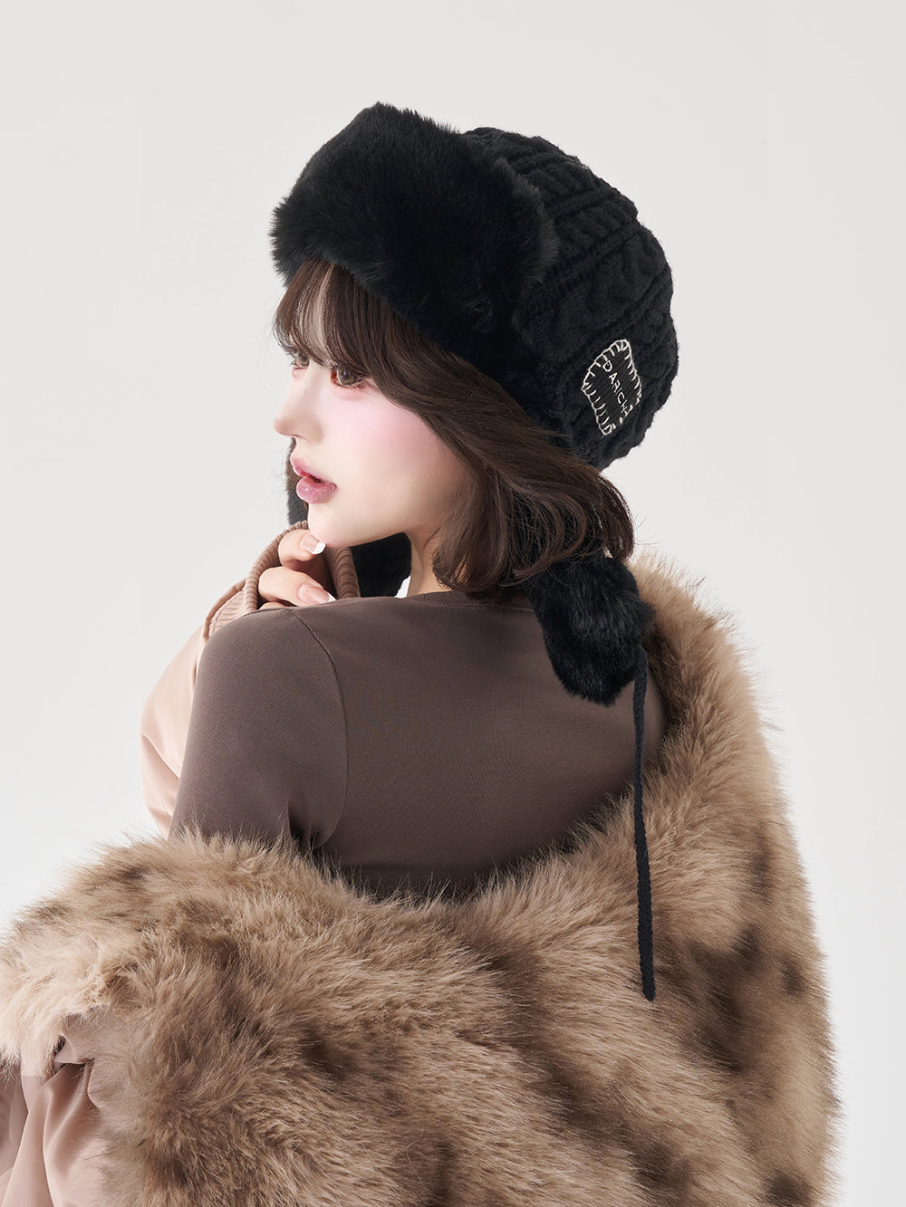 ダブルファブリックフライトキャップ - blk