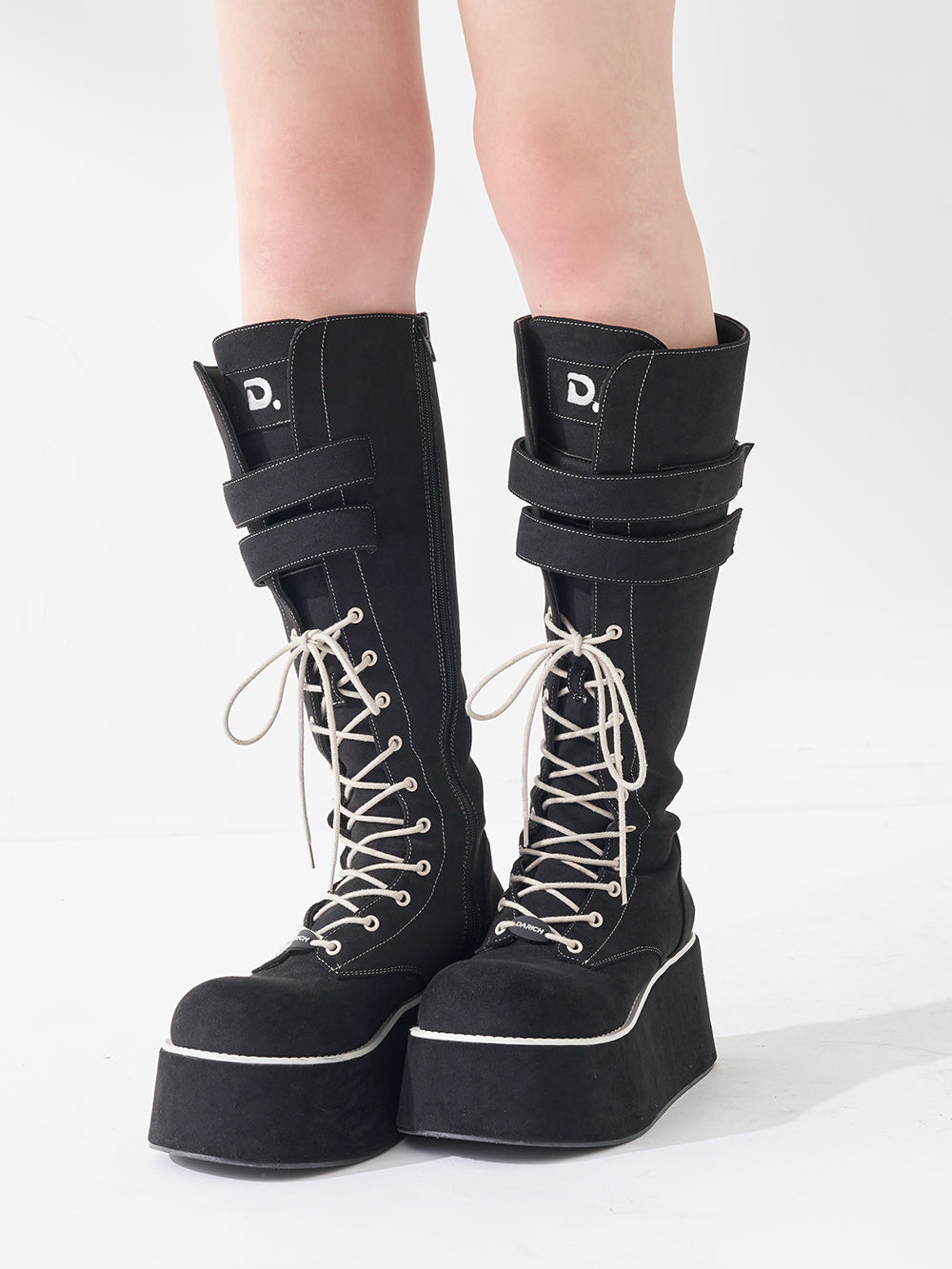 【予約商品】Dロゴボリュームステッチロングブーツ - blk