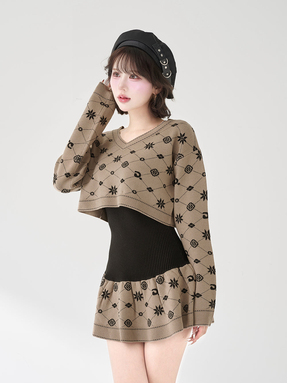 アンサンブルスノーロゴニットミニワンピース - g-beg