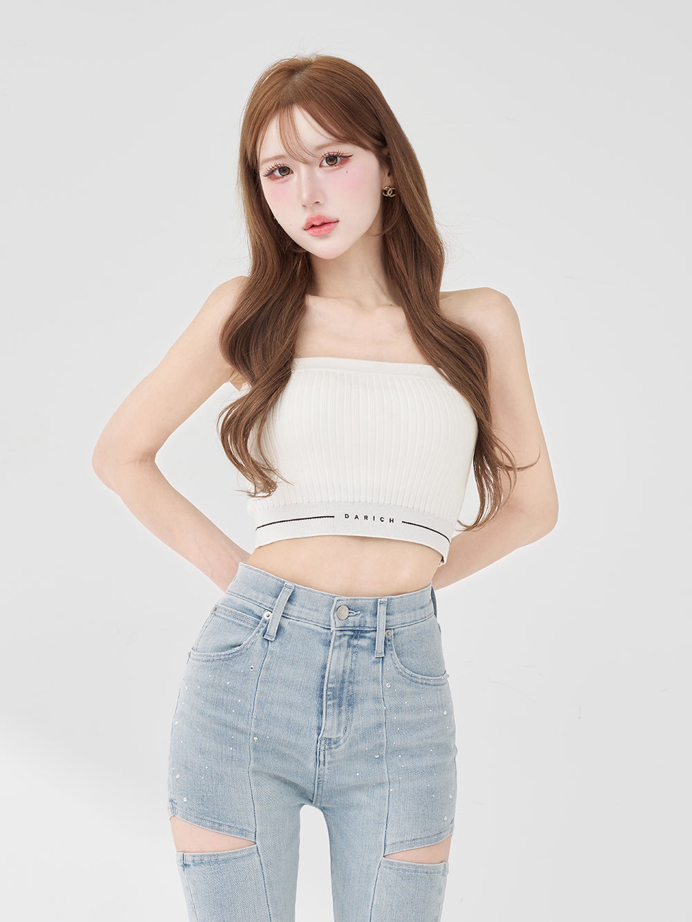 ラインロゴベアトップス - wht