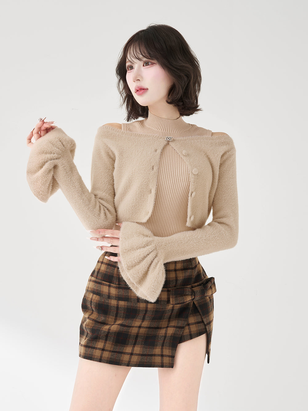 アンサンブルシャギーニットトップス - beg