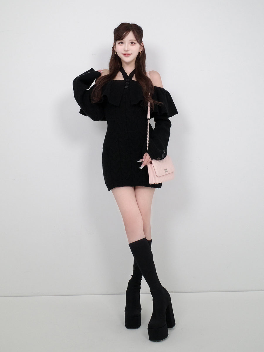 モデル：165cm（着用サイズ：FREE　着用カラー：BLK）