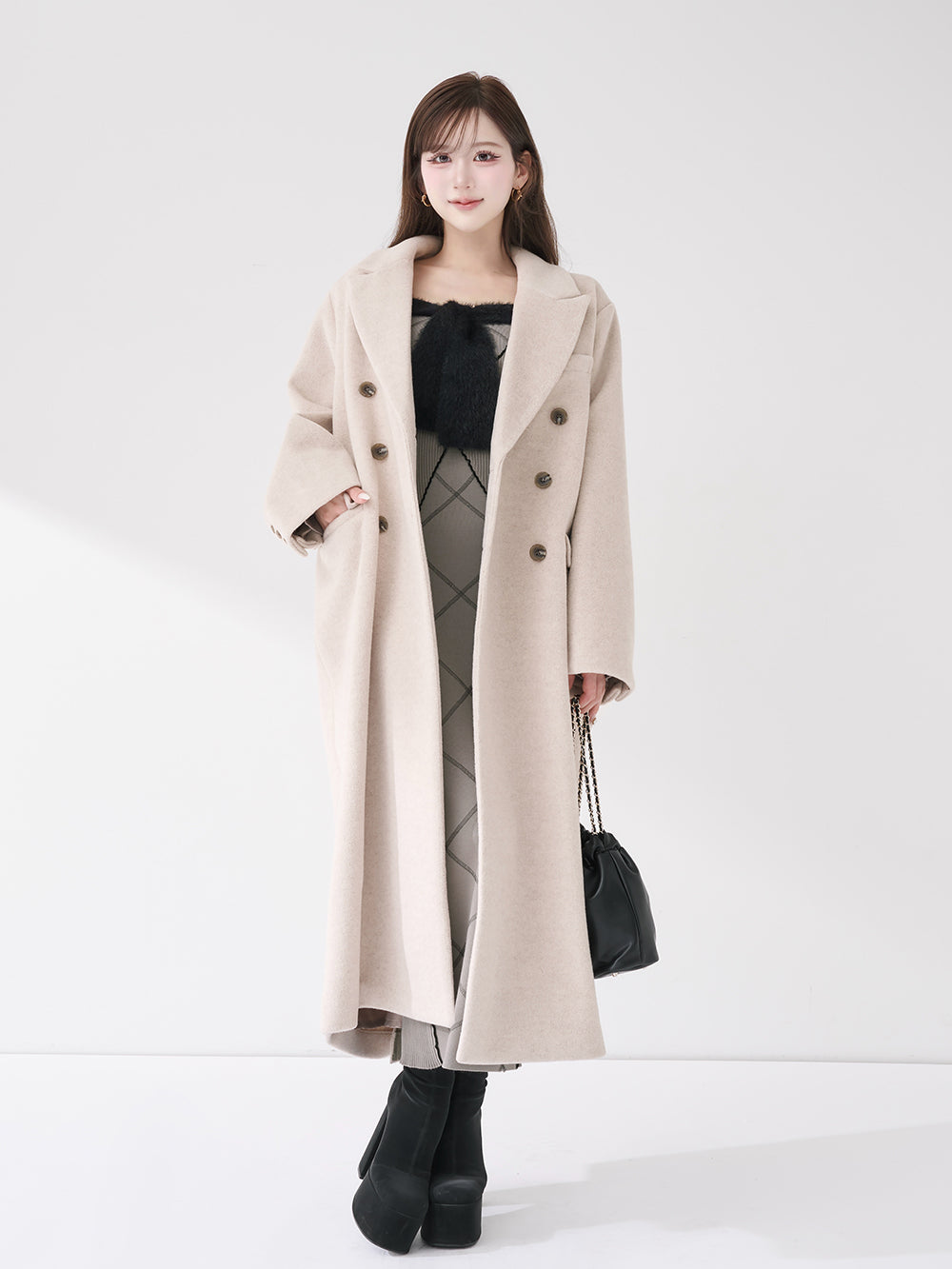 リボンステッチニットロングワンピース – Darich