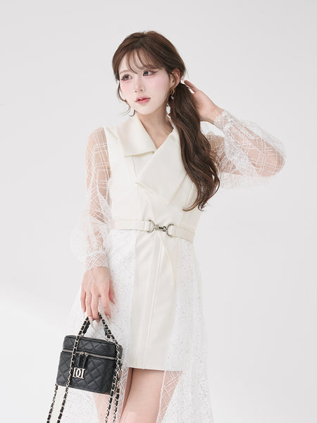 Sequin Sheer 2-Way Dress