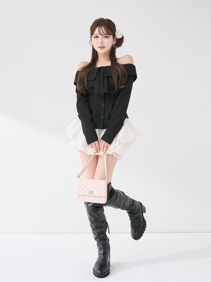 モデル：165cm（着用サイズ：FREE　着用カラー：BLK）