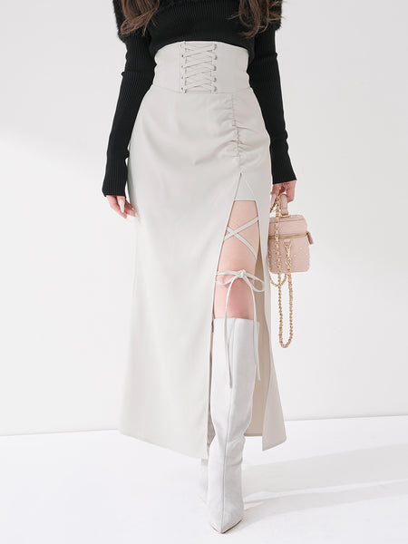 Slit Corset Long Skirt