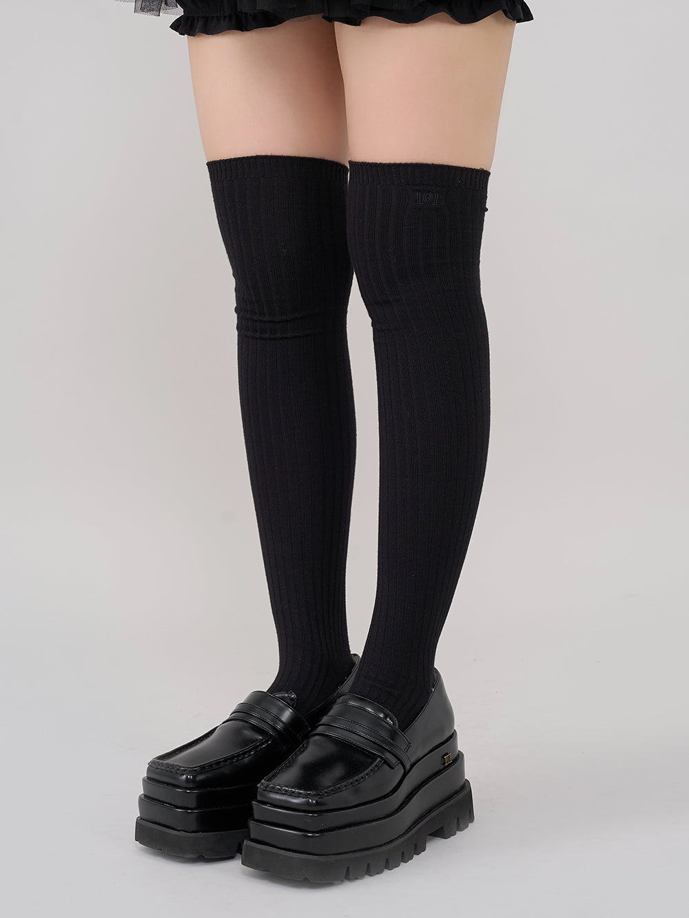 DDロゴニーハイソックス - blk