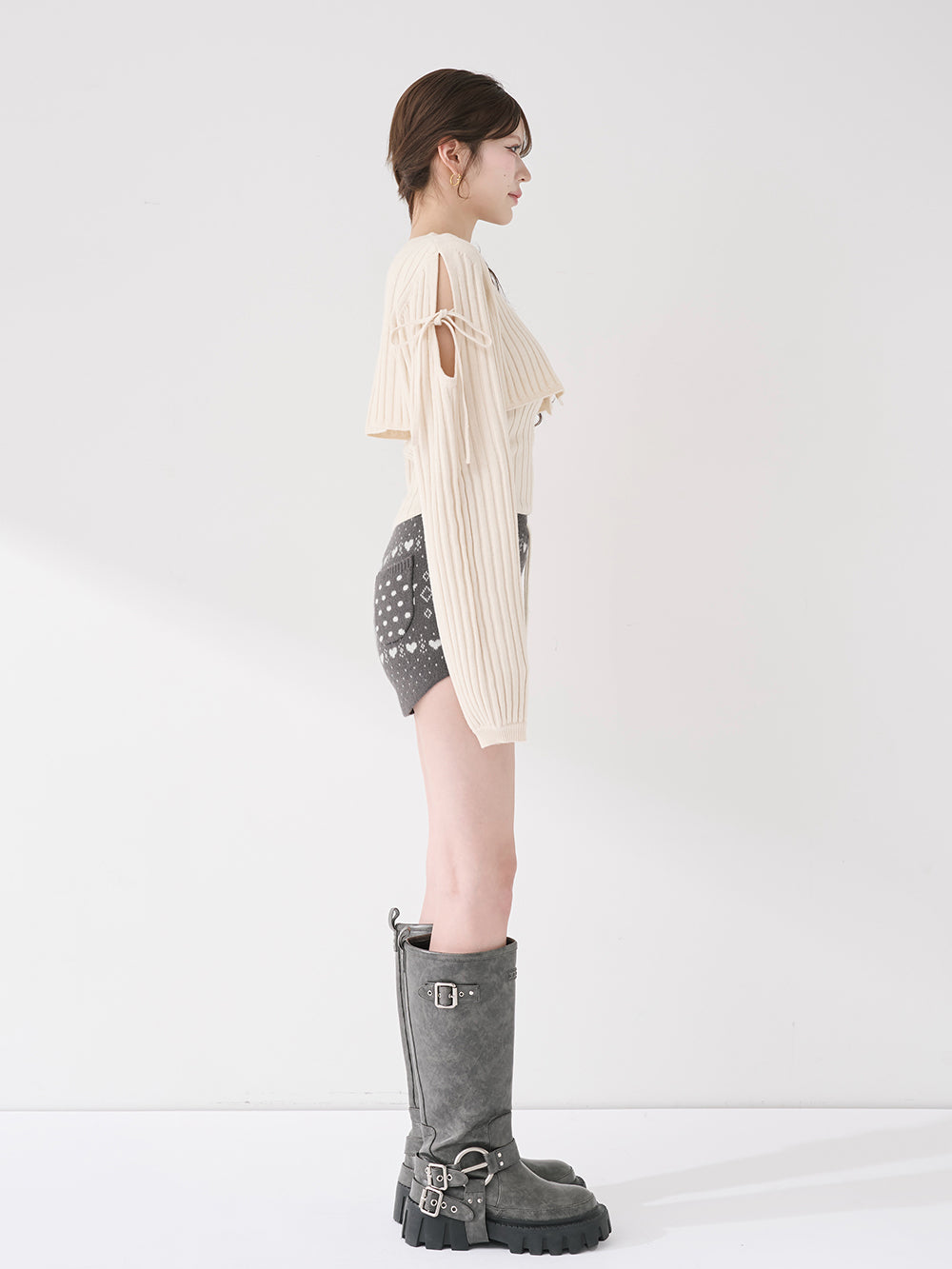 ダーリッチ　ノルディックニットショートパンツ　グレー ノルディックニットショートパンツ – Darich