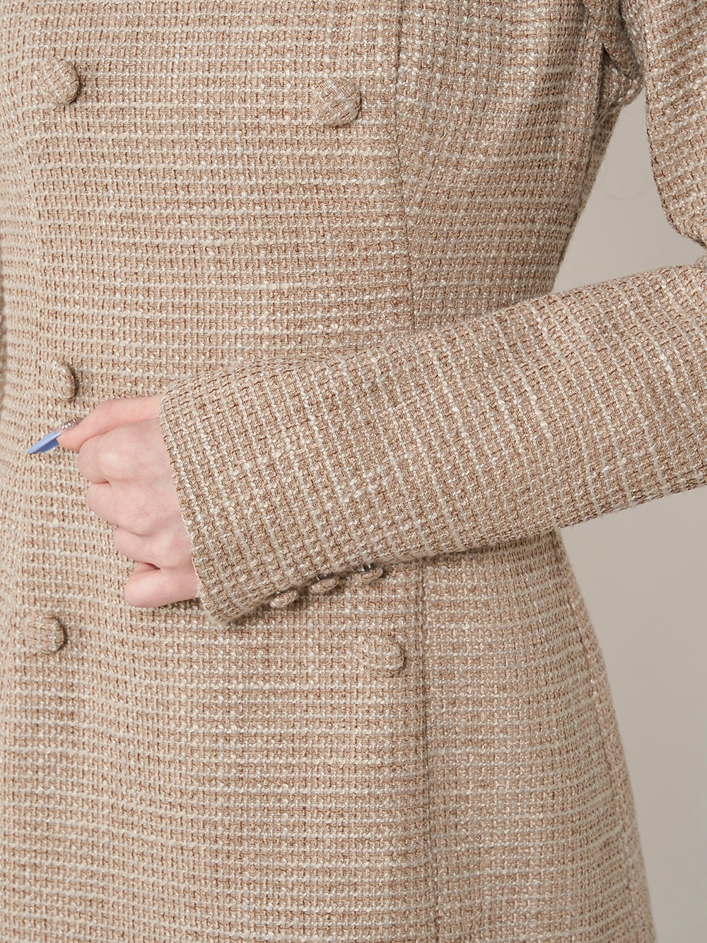 プリーツドッキングツイードミニワンピース