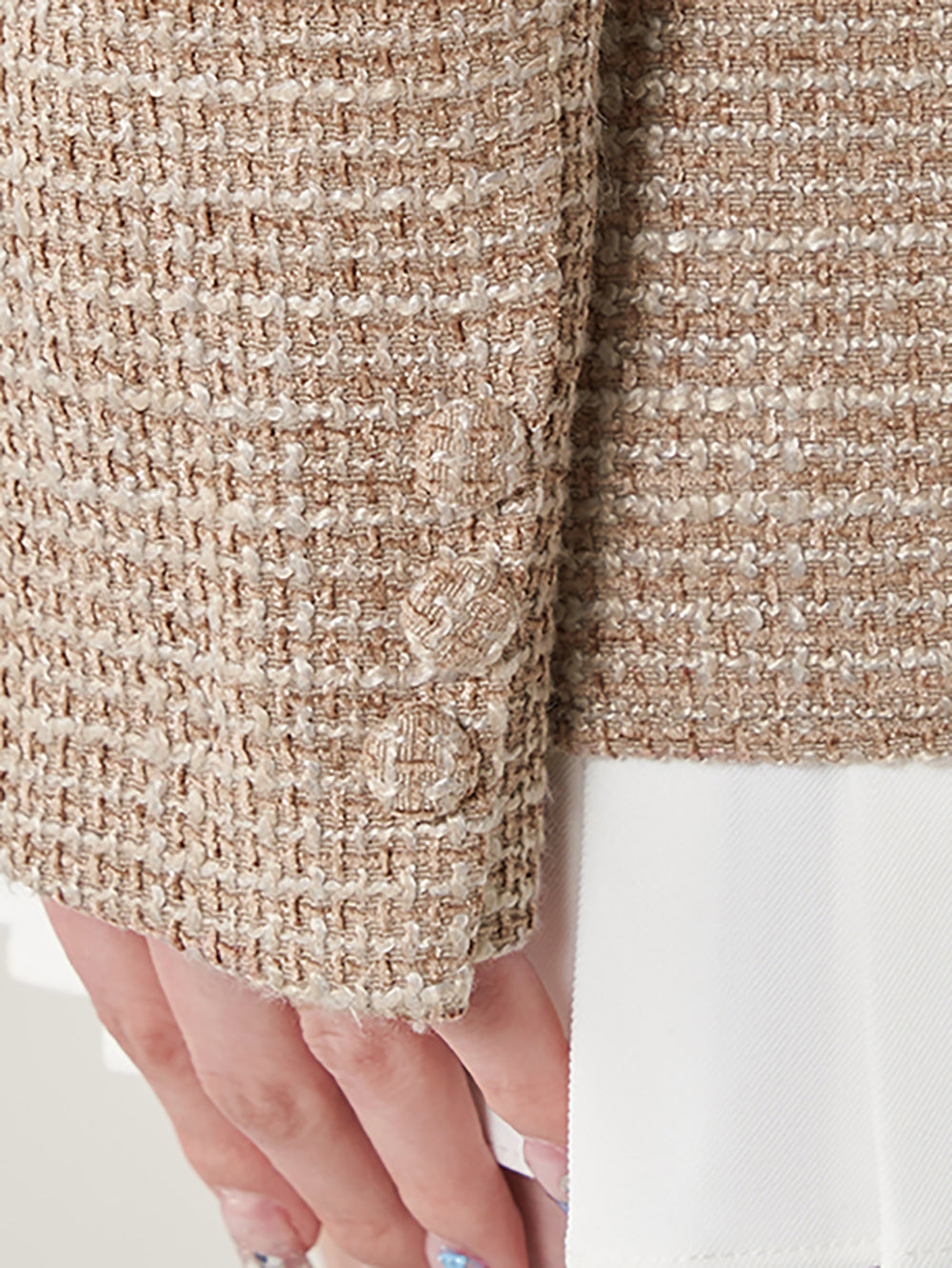 プリーツドッキングツイードミニワンピース