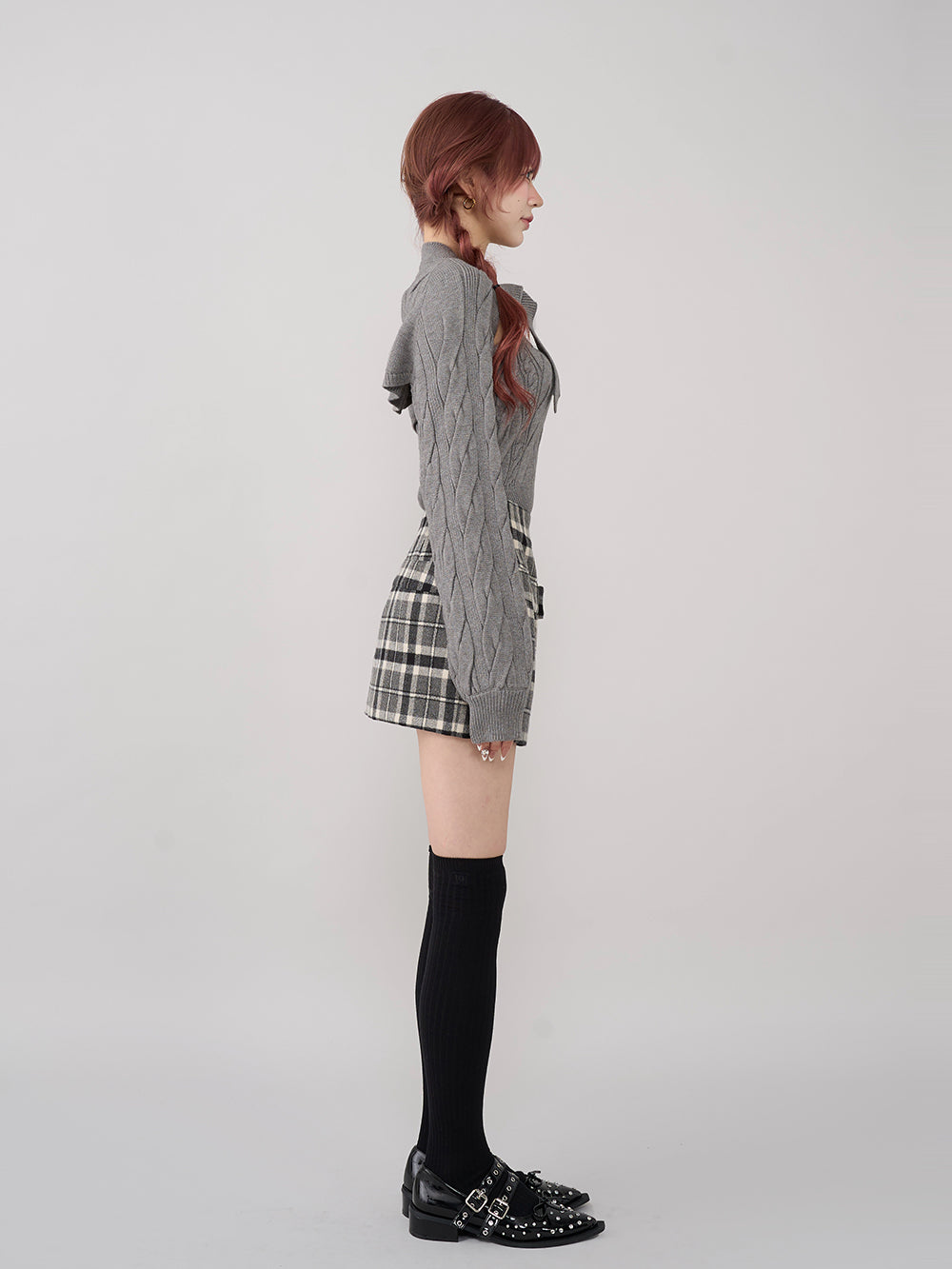 スリットチェックリボンミニスカート – Darich