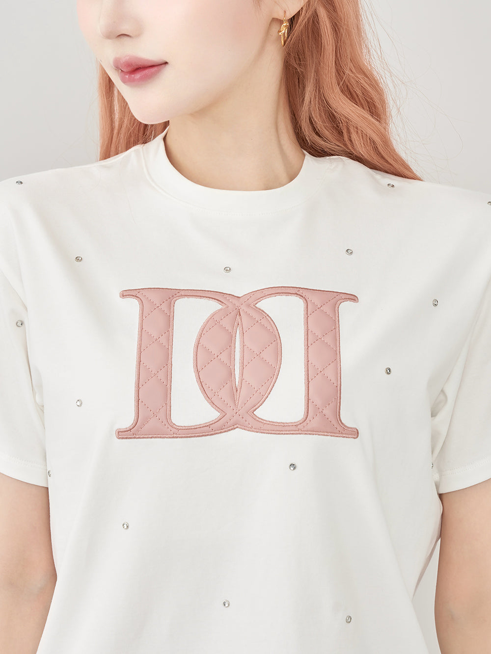 キルティングアップリケビジューTシャツ