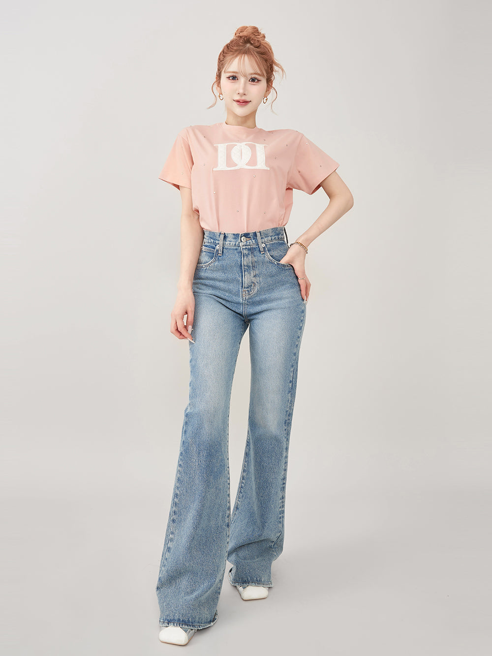 キルティングアップリケビジューTシャツ