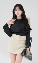 モデル：165cm（着用サイズ：FREE　着用カラー：BLK）