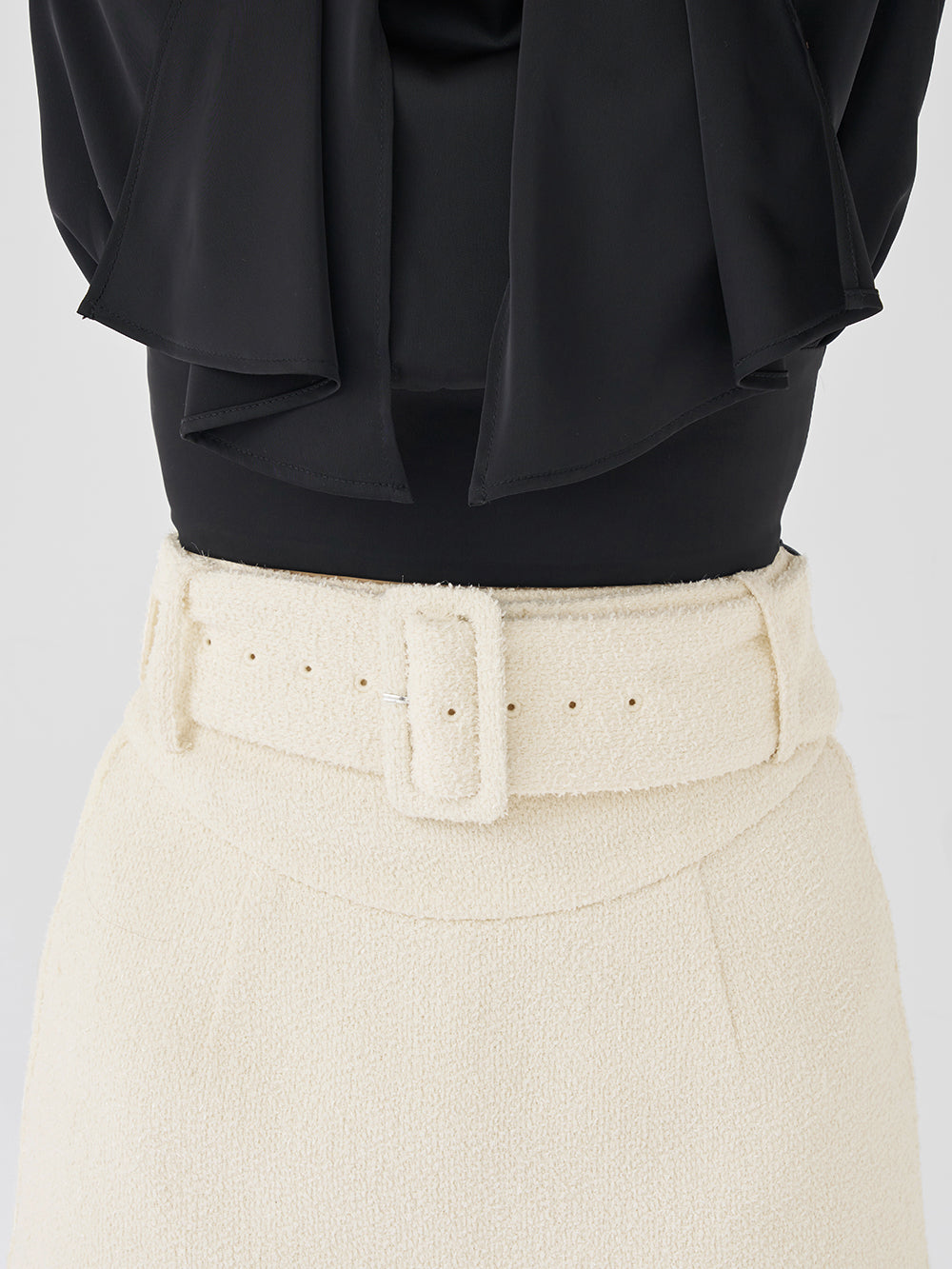 シェイプラインベルトツイードミニスカート