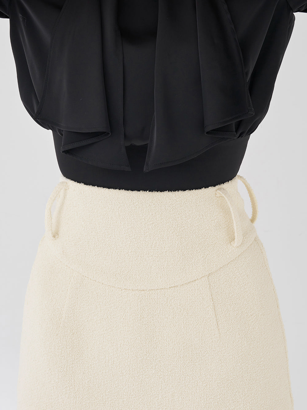 シェイプラインベルトツイードミニスカート