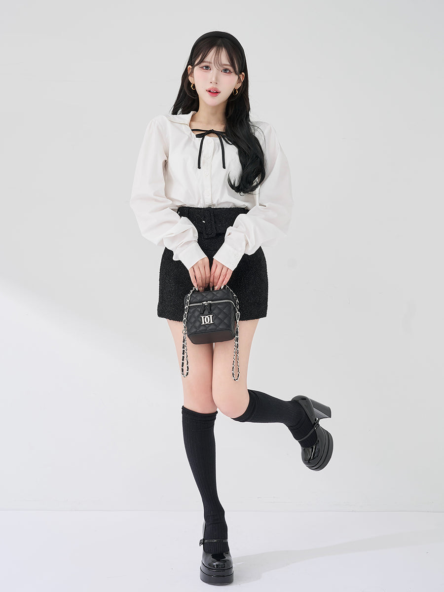 モデル：165cm（着用サイズ：FREE　着用カラー：BLK）