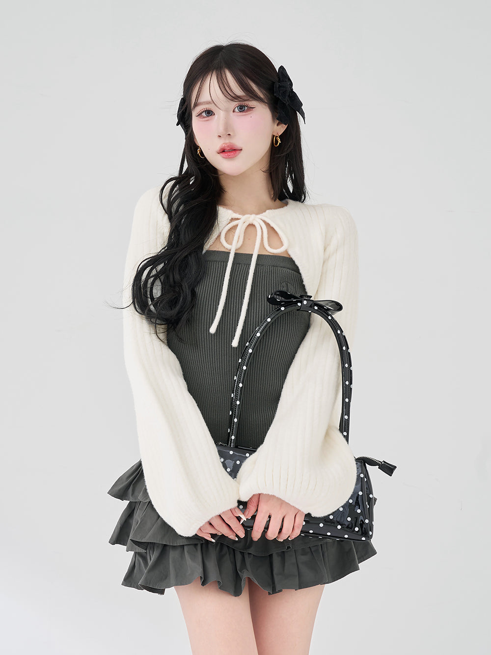 ティアードフリルミニワンピース - gry