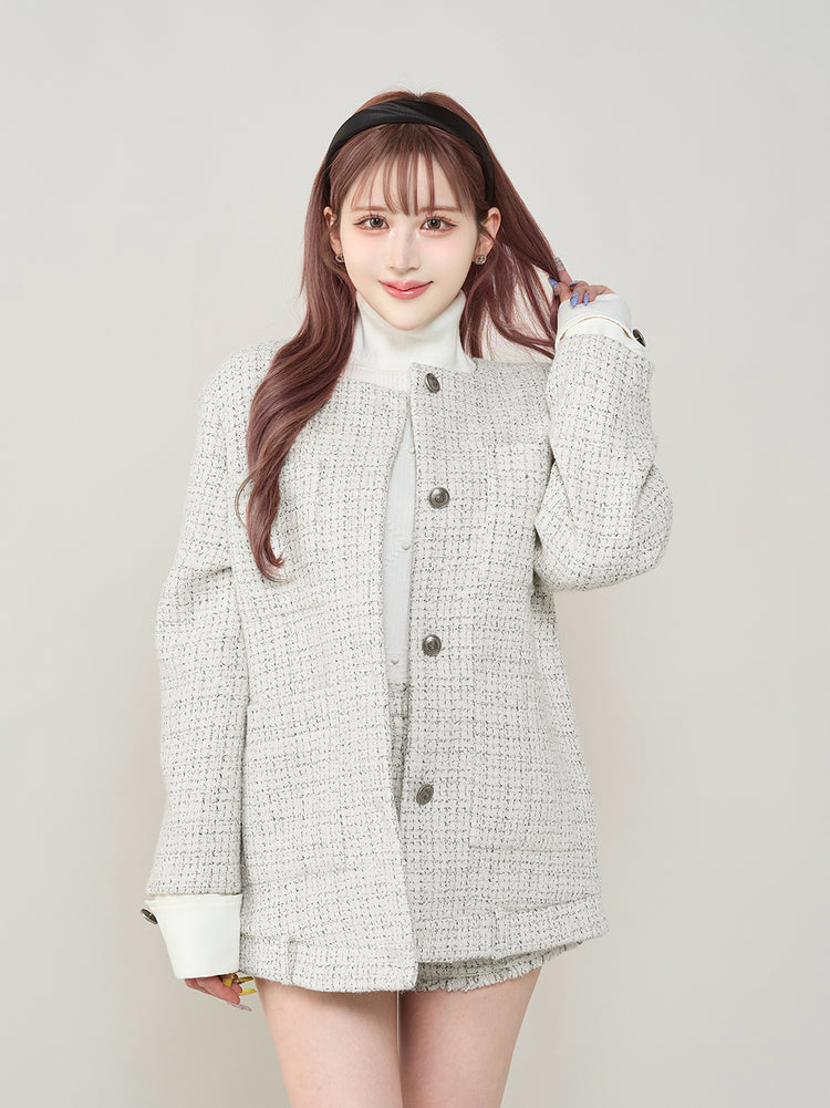 Theory luxe｜ツイードノーカラージャケット