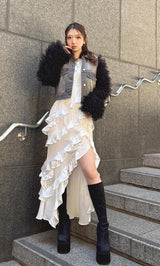 モデル：160cm（着用サイズ：FREE　着用カラー：BLK）