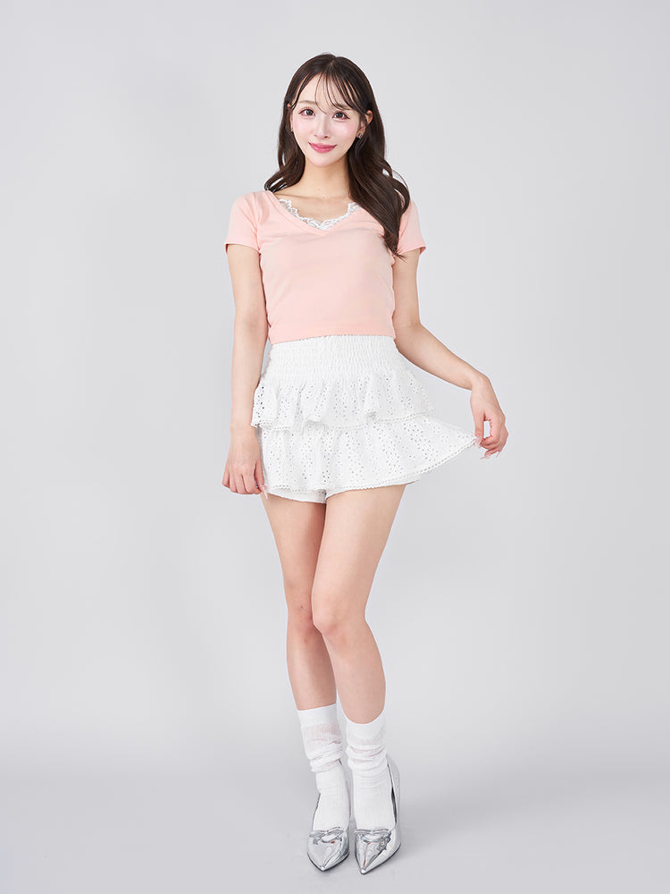 レースVネッククロップドTシャツ – Darich (ダーリッチ)