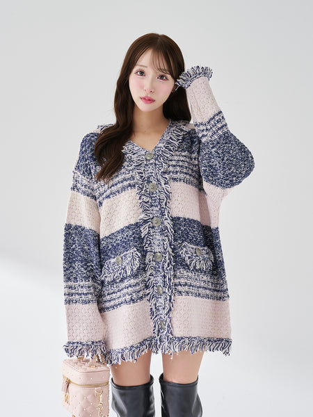 Tweed Border Knitted Cardigan