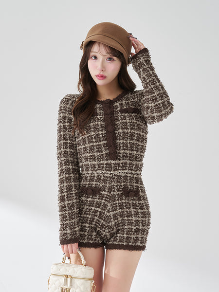 Tweed Knit Combination Romper