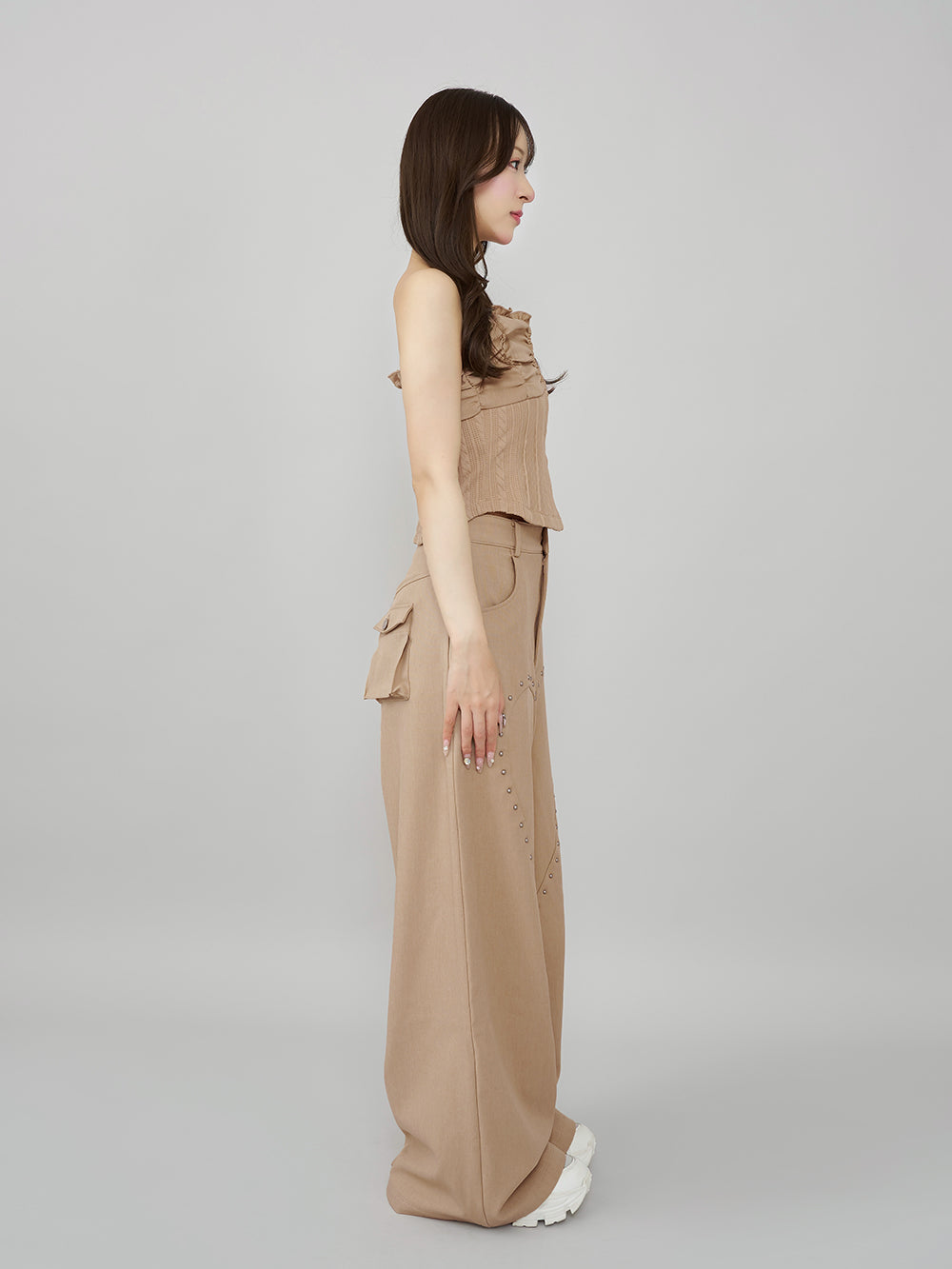 モデル：156cm（着用サイズ：S　着用カラー：BEG）