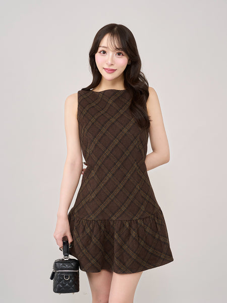 Tartan Check Sleeveless Mini Dress