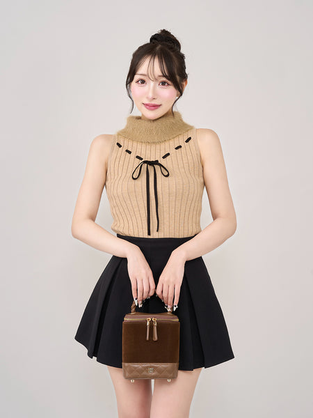 Stitch Ribbon Sleeveless Knit Top