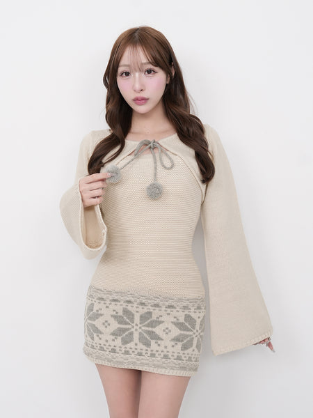 Nordic Panel Knit Mini Dress