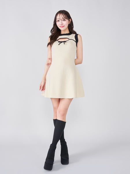 Pointelle Open-Knit Mini Dress
