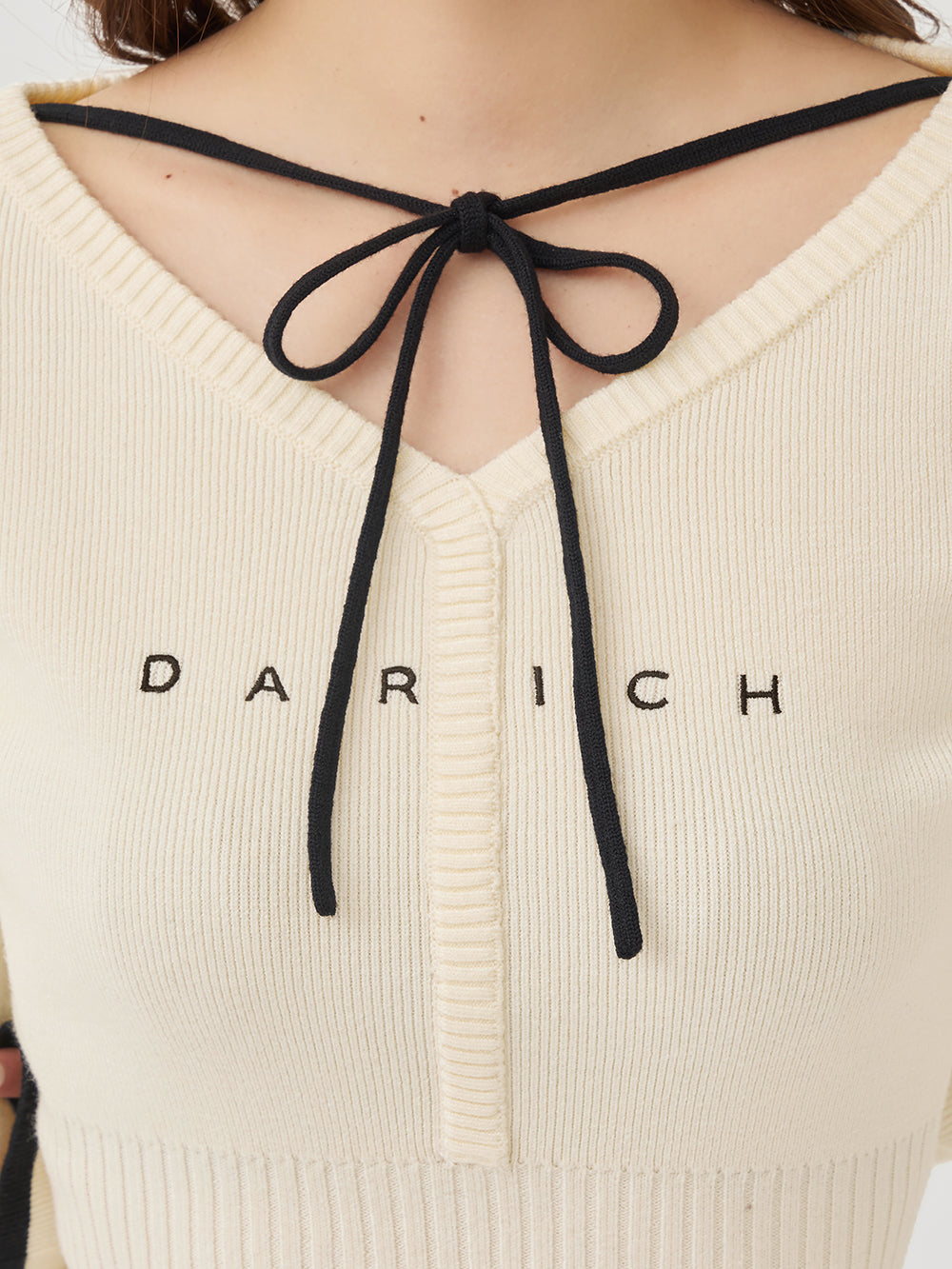 ウエストオープンリボンデザインニットミニワンピース – Darich
