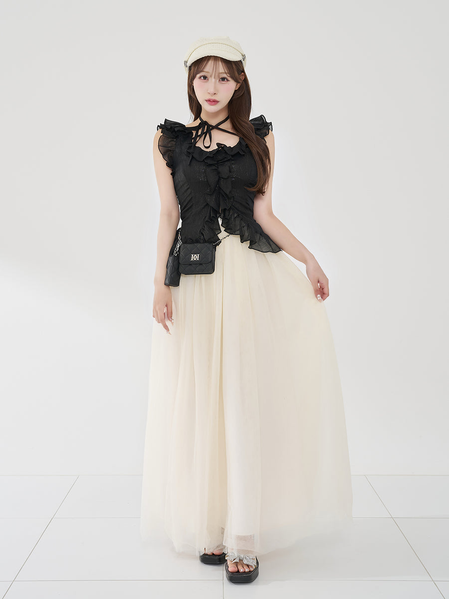 モデル：156cm（着用サイズ：FREE　着用カラー：BLK）