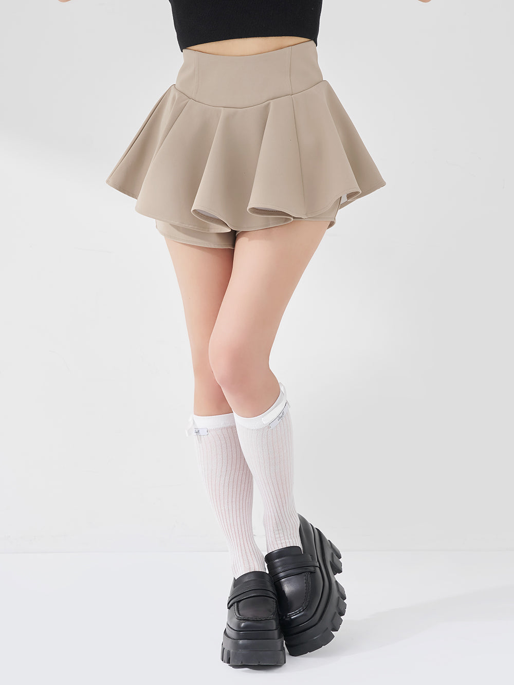 美シルエットフレアミニスカート ダーリッチ ベージュ 美シルエットフレアミニスカート – Darich