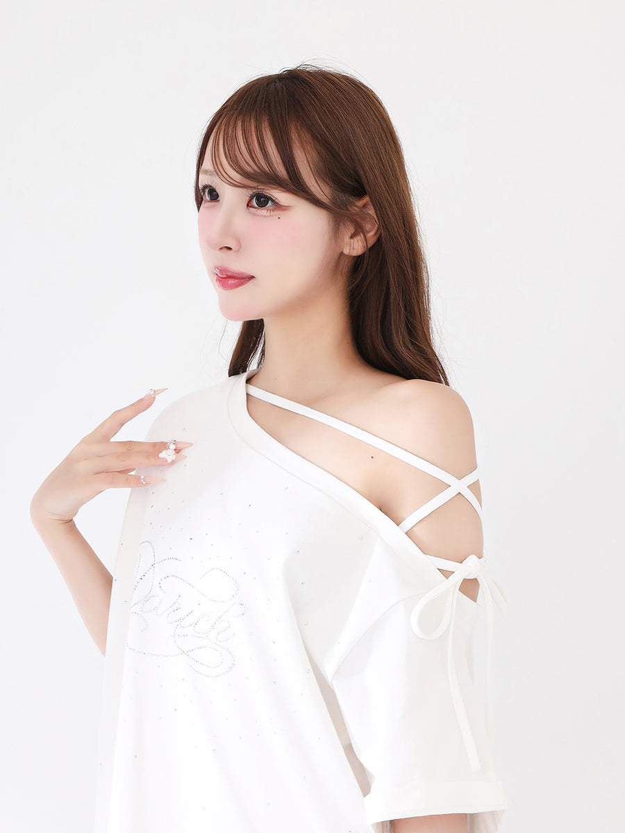 ワンショルダーグラフィックビッグTシャツ
