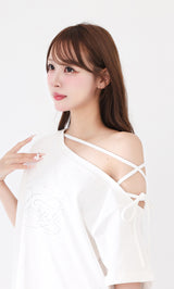 ワンショルダーグラフィックビッグTシャツ