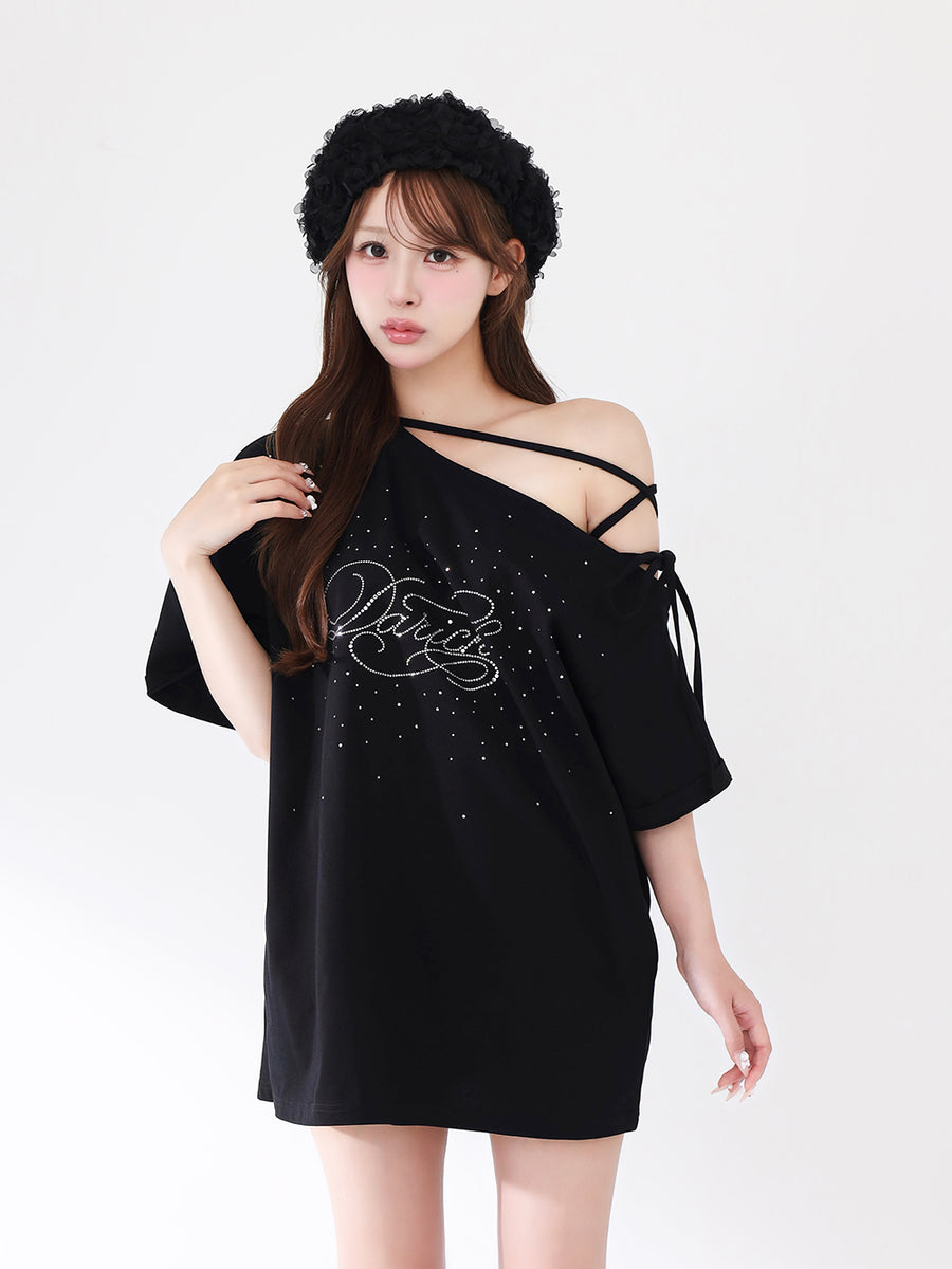 ワンショルダーグラフィックビッグTシャツ