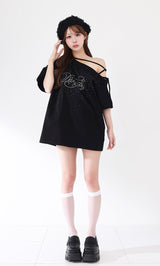 ワンショルダーグラフィックビッグTシャツ