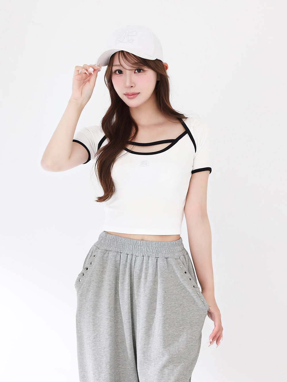 シグネチャーDRパイピングTシャツ - wht