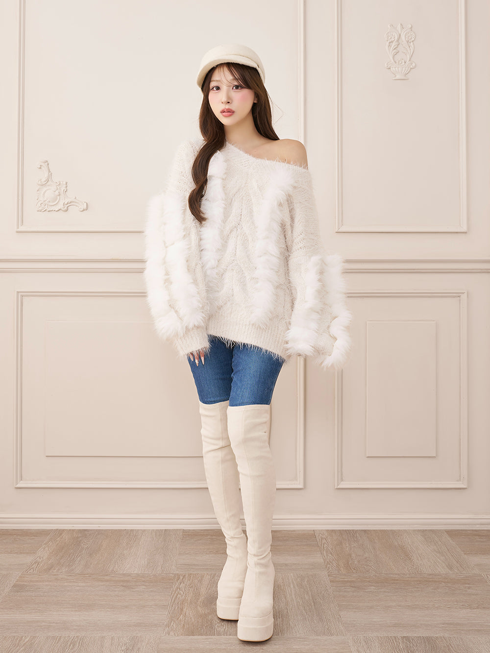 モデル：156cm（着用サイズ：FREE　着用カラー：WHT）