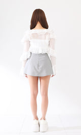 Frill Ribbon Sheer Blouse