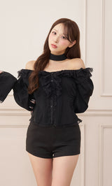 モデル：156cm（着用サイズ：FREE　着用カラー：BLK）