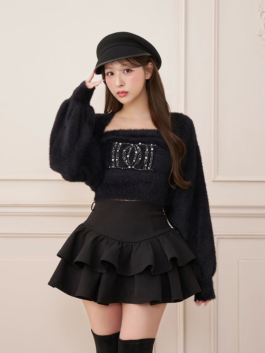 モデル：156cm（着用サイズ：FREE　着用カラー：BLK）