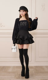モデル：156cm（着用サイズ：FREE　着用カラー：BLK）