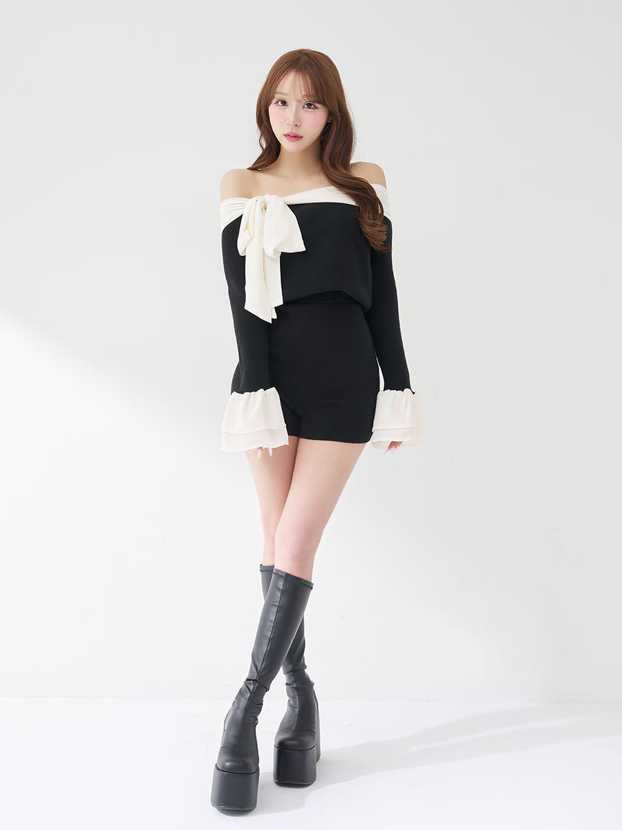 モデル：156cm（着用サイズ：FREE　着用カラー：BLK）